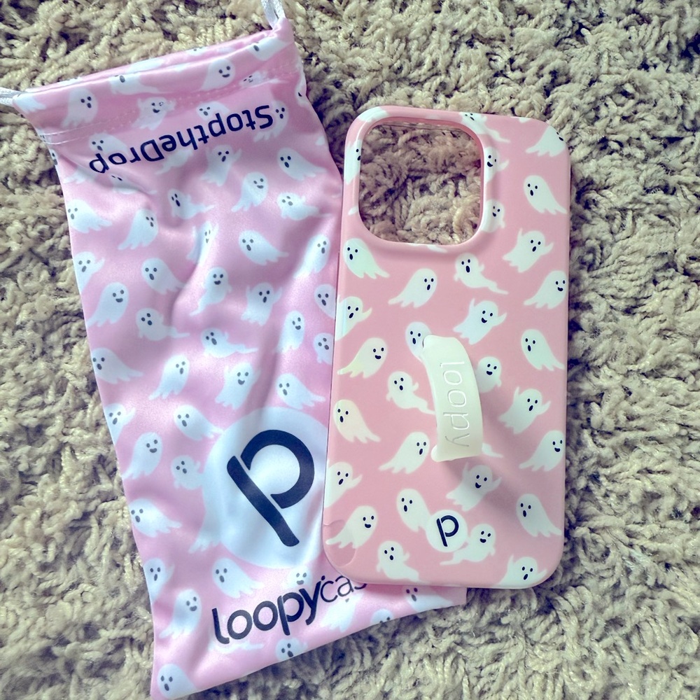 Loopy Pink Ghost Blushing Boos - iPhone 14 Pro Phone Case